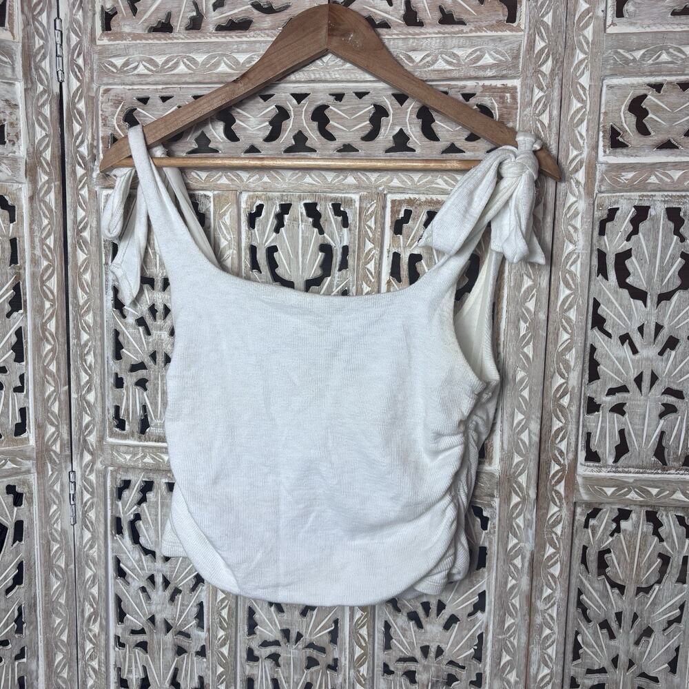 Free People Women's Ivory Sleeveless Boulevard Tank Top Boho Beachy Travel Sz M